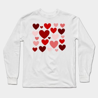 Christmassy Red Love Hearts Romantic Long Sleeve T-Shirt